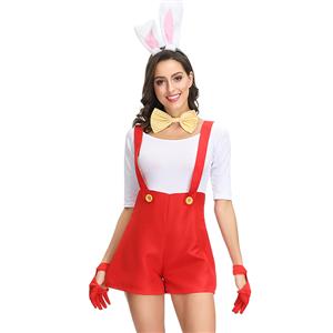 4pcs Adorable Women's Bunny Girl Braces Overalls Halloween Rabbit Masquerade Costume N19151