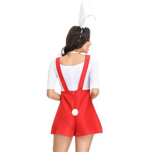 4pcs Adorable Women's Bunny Girl Braces Overalls Halloween Rabbit Masquerade Costume N19151