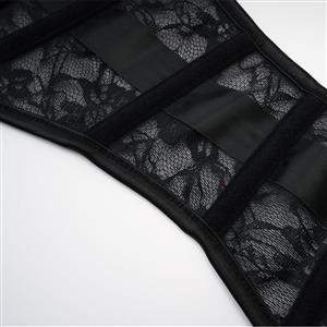 Sexy Black 14 Plastic Boned lace Steel Busk Closure Waist Cincher Underbust Corset N23326