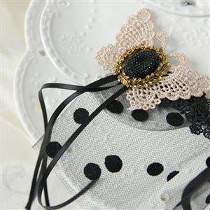 Women's Sexy Butterfly Lace with Jewelry Dotted Mesh Face Mask MS13026