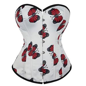 Sexy Butterfly Print 12 Plastic Boned Waist Cincher Strapless Body Shaper Overbust Corset N21827