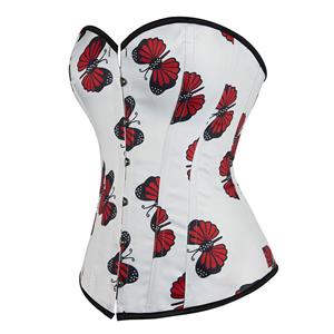 Sexy Butterfly Print 12 Plastic Boned Waist Cincher Strapless Body Shaper Overbust Corset N21827