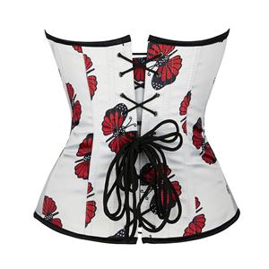 Sexy Butterfly Print 12 Plastic Boned Waist Cincher Strapless Body Shaper Overbust Corset N21827