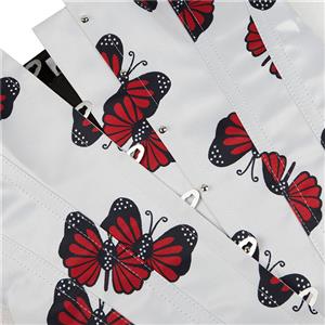 Sexy Butterfly Print 12 Plastic Boned Waist Cincher Strapless Body Shaper Overbust Corset N21827