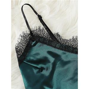 Sexy Soft Satin Lace Trim Camisole and Panty Lingerie Set N20091