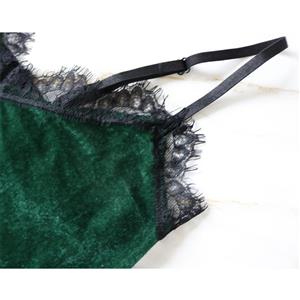 Sexy Green Camisole and Panty Lace Trims Lingerie Split Pajamas Set N20678