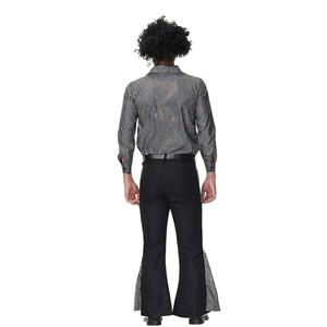 Men's Disco Dancing King Shiny Shirt Bell-bottoms Outfit Masquerade Cosplay Costume N22579