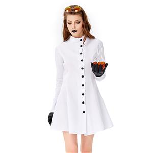 3pcs Women's Crazy Scientist White Robe Halloween Cosplay Costume N19446