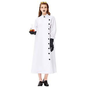 3pcs Unisex Crazy Scientist White Long Robe Halloween Cosplay Costume N19447