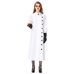 3pcs Unisex Crazy Scientist White Long Robe Halloween Cosplay Costume N19447