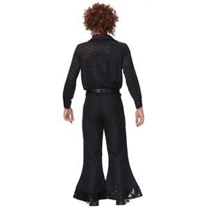 Men's 70s Disco Dancing King T-shirt and Bell-bottoms Adult Halloween Cosplay Outfit Costume N21513