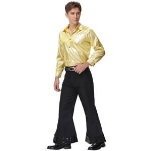 Men's 70s Disco Dancing King Shiny Shirt Bell-bottoms Outfit Masquerade Cosplay Costume N21515