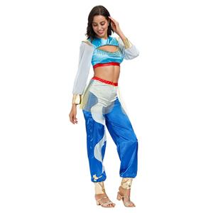 2Pcs Disco Dancing Queen Glossy Crop Tops Pants Split Sets Adult Cosplay Costume N20592