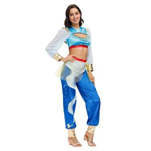 2Pcs Disco Dancing Queen Glossy Crop Tops Pants Split Sets Adult Cosplay Costume N20592