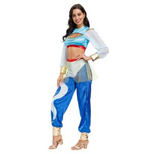 2Pcs Disco Dancing Queen Glossy Crop Tops Pants Split Sets Adult Cosplay Costume N20592