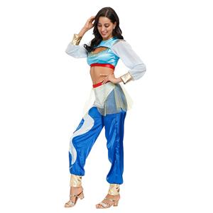 2Pcs Disco Dancing Queen Glossy Crop Tops Pants Split Sets Adult Cosplay Costume N20592