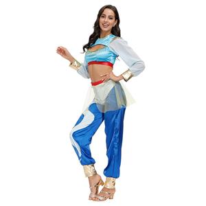 2Pcs Disco Dancing Queen Glossy Crop Tops Pants Split Sets Adult Cosplay Costume N20592