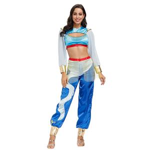 2Pcs Disco Dancing Queen Glossy Crop Tops Pants Split Sets Adult Cosplay Costume N20592