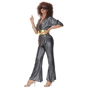 1970s Disco Dancing Queen Top and Bell-bottoms Trousers Adult Cosplay Party Costume N22026
