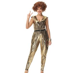 1970s Adult Womens One-piece Disco Dancing Queen Jumpsuit Costume, 70s Disco Theme Party Dacing Costume, Women's Dancing Costume, Women's Disco Halloween Costume, 1970s Hottie Fancy Dress Costume, Disco Dress Adult Costume, Adult Grand Prix Costume, #N22915