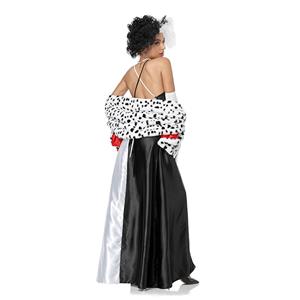 4pcs Sexy Black And White Dalmatians Split Fork Sling Dress Cosplay Halloween Costume N21268