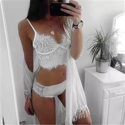 Floral Lace Lingerie Set, Sexy White Lingerie Set, Cheap Fashion Lingerie Set, Valentine's Day Lingerie Set, Sexy Lingerie Set for Women White, Sexy Lace Lingerie Set, Crop Top and Panty Set, #N17672