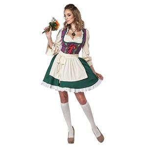 Sexy False Two Pieces Flared Long Sleeves Dress Halloween Cosplay Maid Fancy Costume N20989