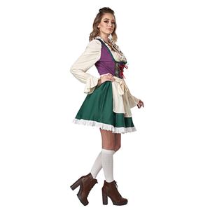 Sexy False Two Pieces Flared Long Sleeves Dress Halloween Cosplay Maid Fancy Costume N20989