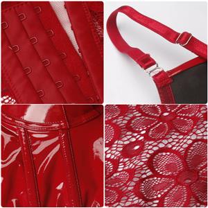 Sexy Punk Faux Leather Spaghetti Straps Bustier Clubwear Crop Top N23772