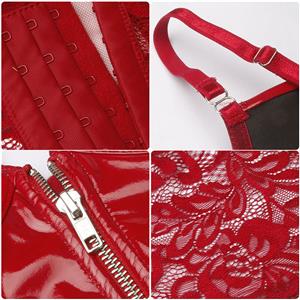 Sexy Punk Faux Leather Spaghetti Straps Bustier Zipper Clubwear Crop Top N237825