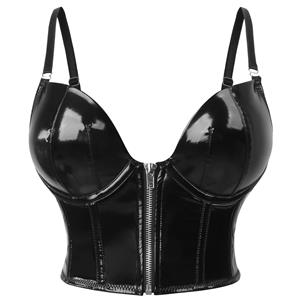 Black Strap Bustier Bra, Crop Top Vegan Leather Bustier Bra, Faux Leather Bustier Bra, Sexy Bra Top, Sexy Black Bustier #N237829