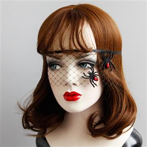 Women's Sexy Fishnet Spider Decor Face Mask MS13032