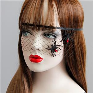 Women's Sexy Fishnet Spider Decor Face Mask MS13032