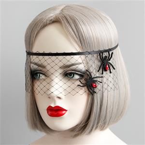 Women's Sexy Fishnet Spider Decor Face Mask MS13032