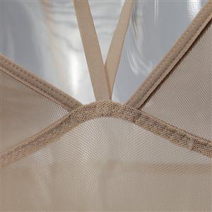 Sexy Flesh Deep V See-through Mesh Strappy Teddy Lingerie N14489