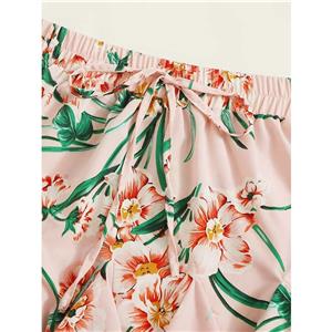 Fashion Floral Print Mermaid Hemline One-step Skirt High Waist Mini Skirt With Drawstring N20787