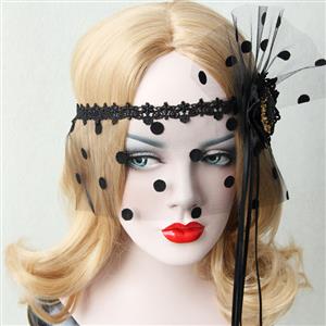 Women's Sexy Flower Mesh with Dot Face Mask MS13024