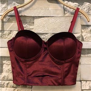 Sexy Pleuche Bra Top, B Cup Bustier Bra, B Cup Bustier Bra for Women, Cool Punk Clubwear Bra Crop Top, Gothic Pleuche Crop Top, #N20069