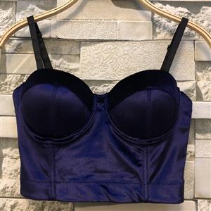 Sexy Pleuche Bra Top, B Cup Bustier Bra, B Cup Bustier Bra for Women, Cool Punk Clubwear Bra Crop Top, Gothic Pleuche Crop Top, #N20070