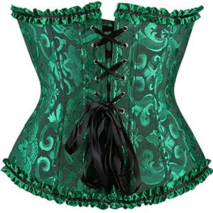 Sexy Green Busk Closure Embroidered Burlesque Corset N22779