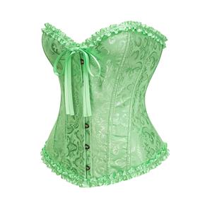 Sexy Green Busk Closure Embroidered Burlesque Corset N23895