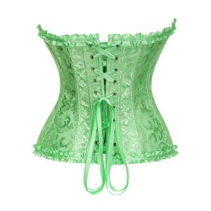 Sexy Green Busk Closure Embroidered Burlesque Corset N23895