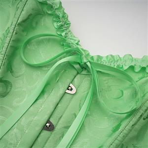 Sexy Green Busk Closure Embroidered Burlesque Corset N23895