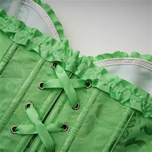 Sexy Green Busk Closure Embroidered Burlesque Corset N23895