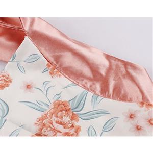 1950s Sexy Halter Neck Surplice Bodice Floral Print High Waist Summer Swing Dress N22087