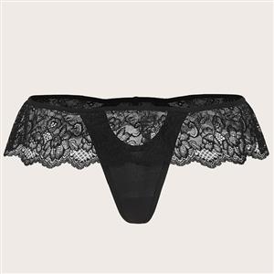 Hot Sexy Black Lace See-through Hollow Out Triangular Panty PT23101