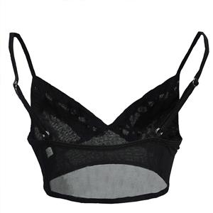 Sexy Gothic Black Spaghetti Straps Low-bra Clubwear Bra Top N22643