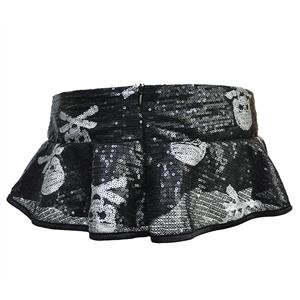 Sexy Horror Gothic Skull Head Zipper Mini Skirt N22642