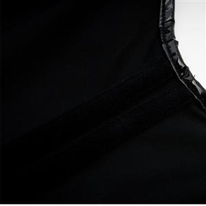 Fashion Black Glossy PVC Irregular Hem Plastic Boned Underbust Corset Zipper Waist Cincher N23327