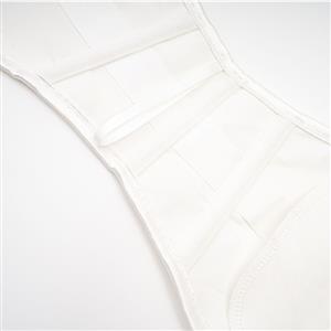 Sexy White 14 Plastic Boned Jacquard Steel Busk Closure Waist Cincher Underbust Corset N23322